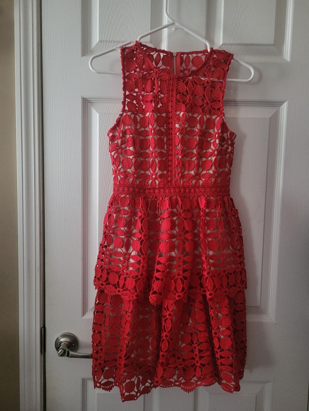 Lulu's Bright Red Crochet Lace Dress
